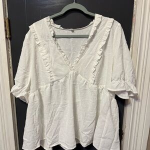 White Ruffled Women's Top
